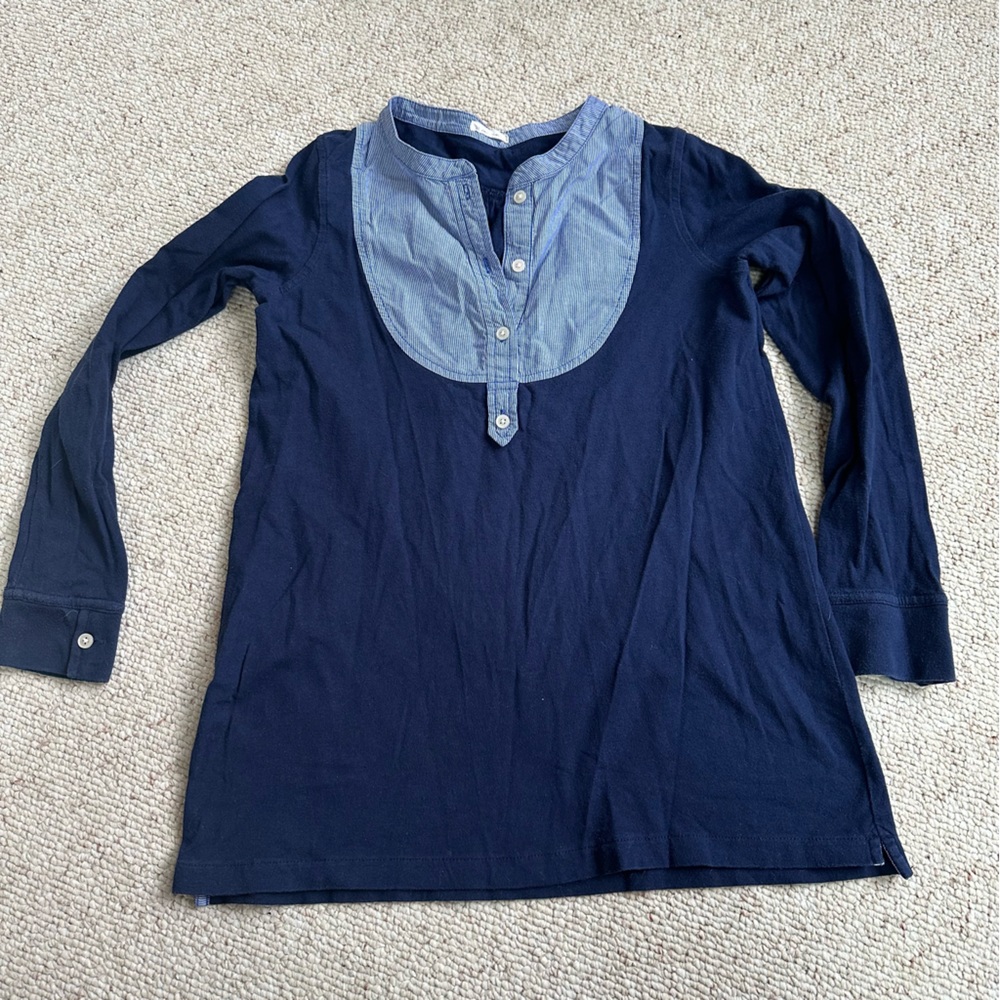 J.Crew Crewcuts Girls Navy Blue Long Sleeve Blouse